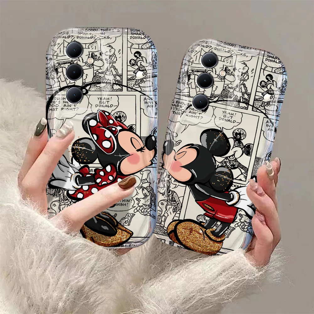 Capa Disney Mickey e Minnie Love 3D Wave, Capa para Xiaomi Redmi, 13C, 12, 12C, 10C, 9, 9C, A1, A2, K50, K40, Nota 13, 12, 11, 10 pro mais, 4G, 5G