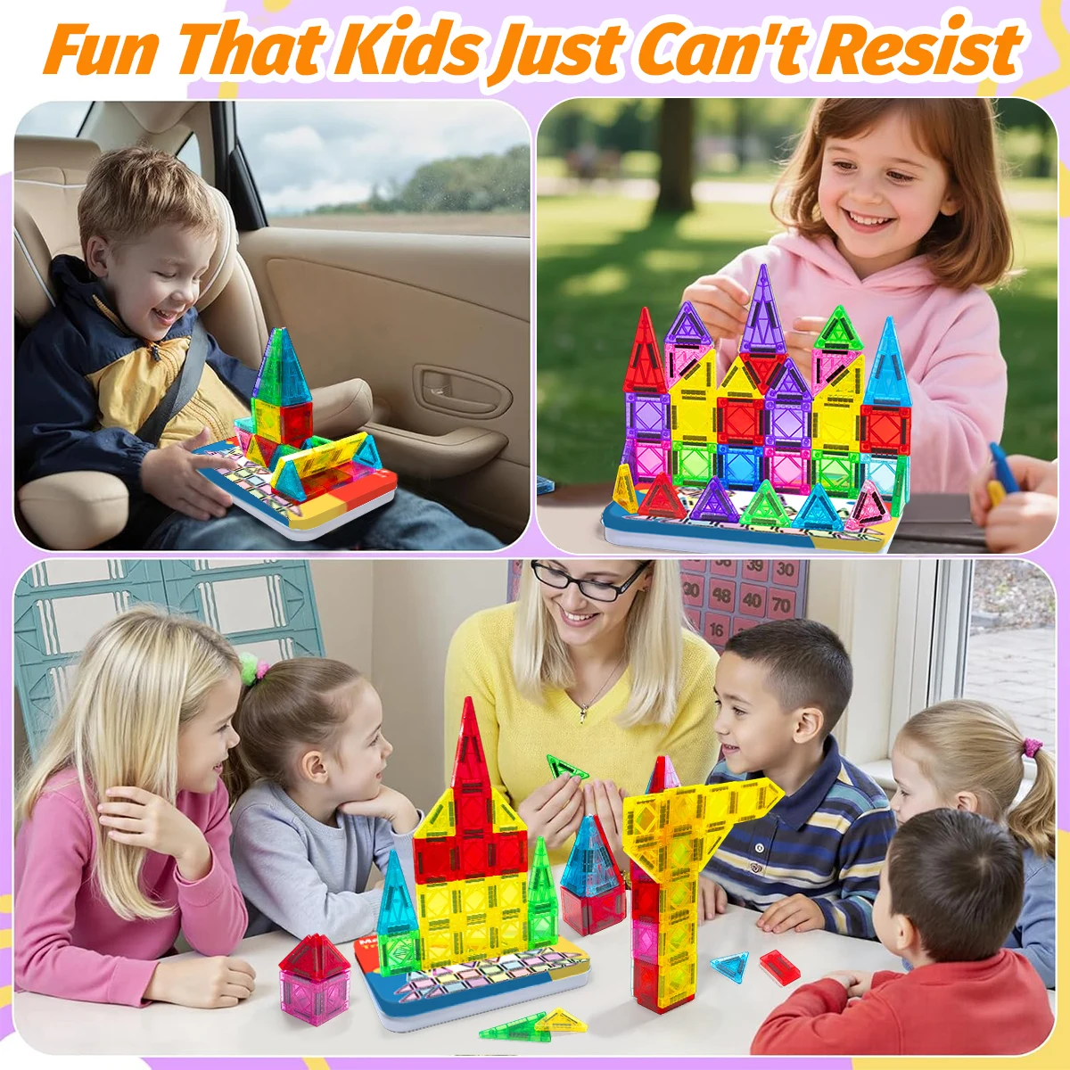 26/38/62PCS Magnetic Building Blocks Construction Set DIY Montessori Sensory Educational Toy For Kids Gifts With Iron Box