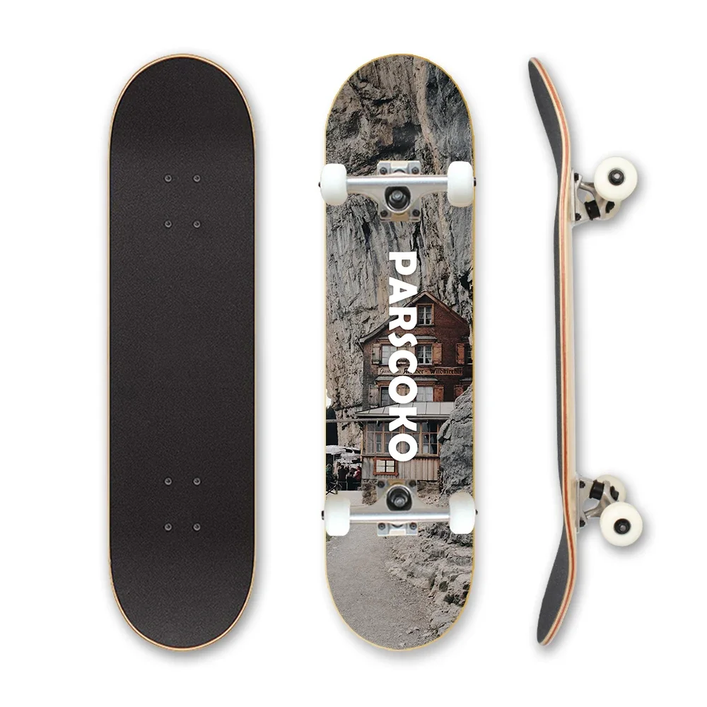 professional 7.5inch 7 ply Canadian maple deep concave complete skateboard set