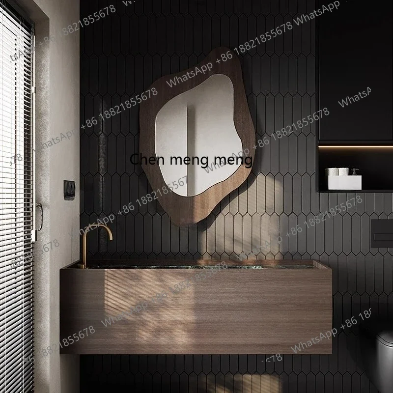 

X Rock slab bathroom cabinet integrated seamless basin, bathroom light luxury high-end, washstand single and double basin