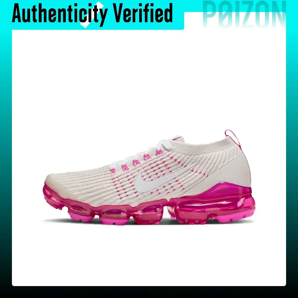 Zapatillas de Running Nike VaporMax Flyknit 3.0 para Mujer, de Caña Baja, Blanco/Rosa AJ6910-005