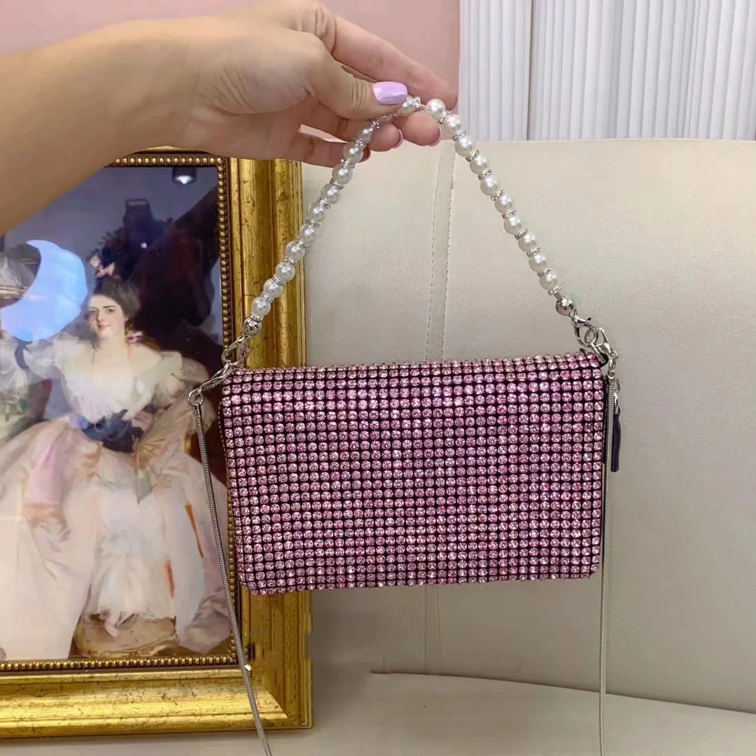 Glitter Fashion Square Bag Crystal Shiny Rhinestones Diamond Evening Bag Women's Handbag Wedding Party Clutch Purse Shoulder Bag