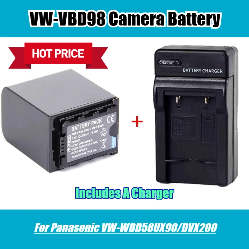 

7.2V 10400mAh VW-VBD98 Camera Battery,for Panasonic VW-WBD58UX90/DVX200,Includes A Charger