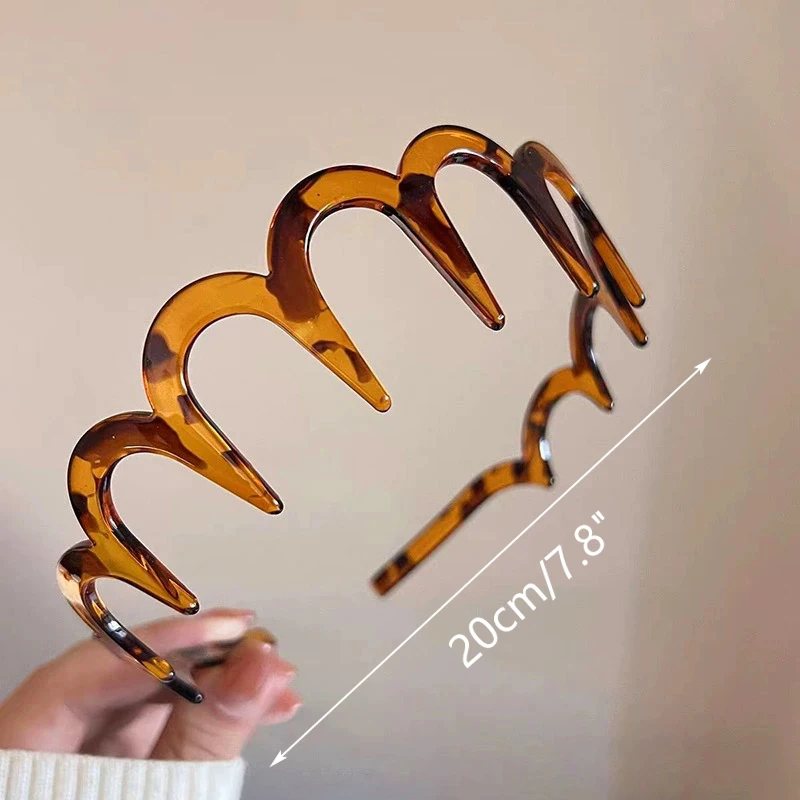 Wave Headband Hairbands Brown Resin Wave Toothed Headband Thin Non-slip Women Makkeup Hair Comb Zigzag Band Notched Headband