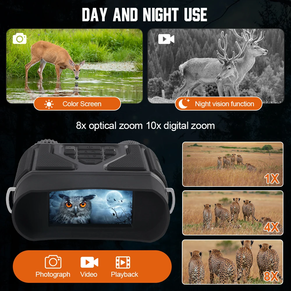 

Day & Night Dual Mode – Switch between color screen daytime viewing and night vision with 7-level IR adjustment for 24/7 use.