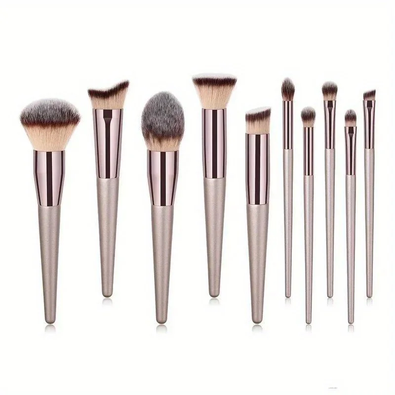 

10pcs Multi-Purpose Makeup Brush Set - Soft Nylon Bristles For Foundation, Powder, Concealer, Eye Shadow, Blush Brushes