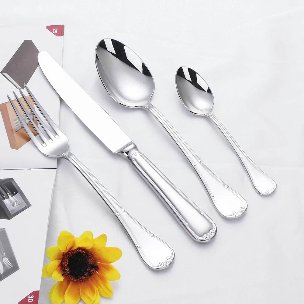 4/8/12/16/20pcs Gold Cutlery Western Tableware Stainless Steel Dinner Set Mirror Sliver Knife Fork Spoon Set Dishwasher Safety