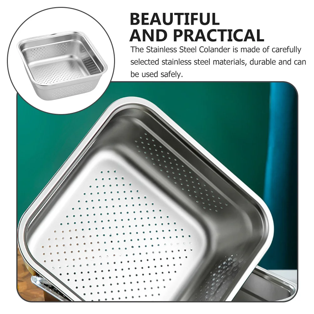 

Stainless Steel Colander Thicken Basin Vegetable Washing Basket Rice Drainer Strainer Mesh Drainage Container Kitchen Use