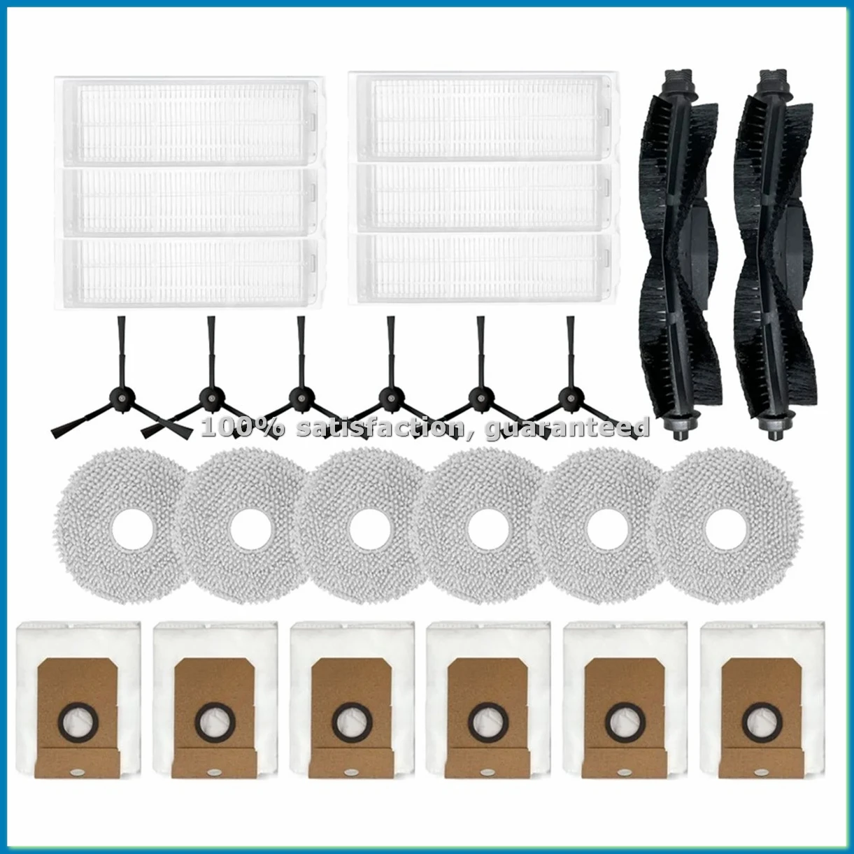 

Запасные части и аксессуары для L108S Pro Ultra: основная и боковые щетки, HEPA-фильтр, салфетка для влажной уборки, мешок для сбора пыли - ABLM