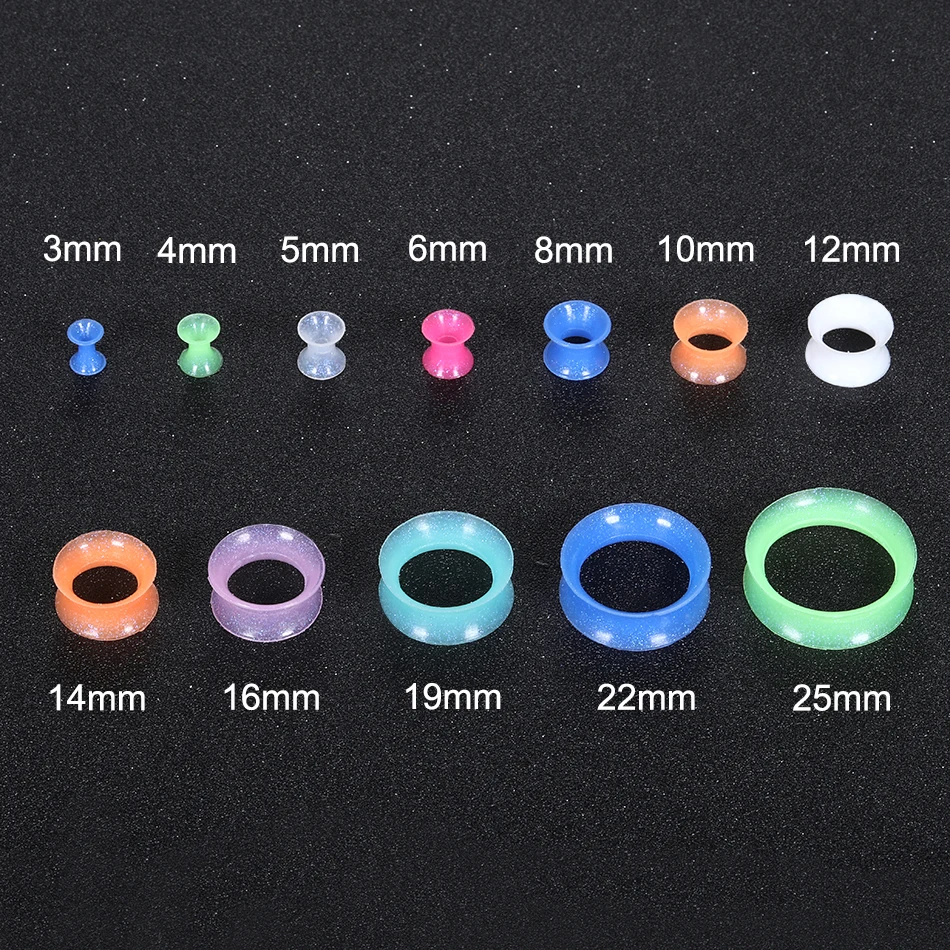 9Pairs Silicone Ear Plug and Tunnel 3-25mm Ear Expander Stercher Soft Double Flared Ear Gauges Piercing Body Jewelry