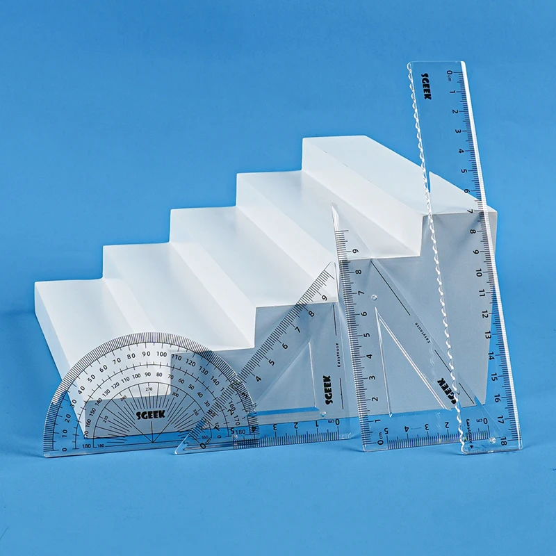 18cm Ruler Set, Student Drawing Stationery Set, Transparent Triangle Board Straightedge Ruler Set