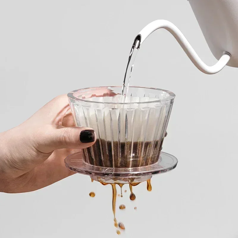 Juego de tazas con filtro de café acrílico, Kit de elaboración casera con fondo plano en forma de pastel con papeles filtrantes, reutilizable, fácil de limpiar, 1 ud.