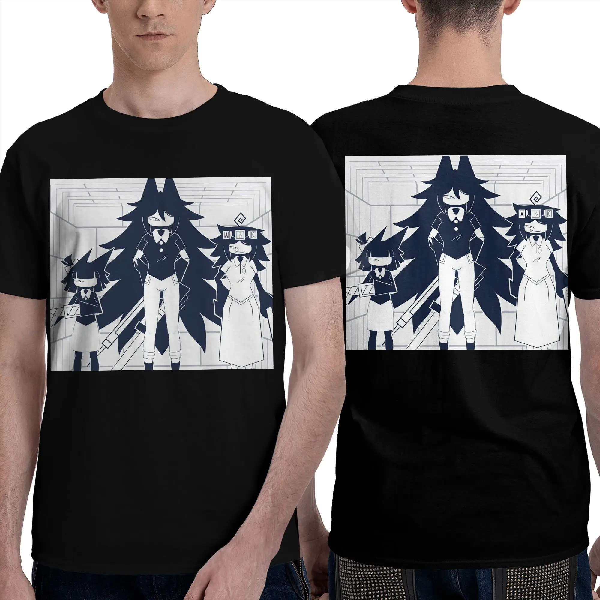 100% Cotton FPE Miss Circle Doodle Cartoon Game T-Shirt Men's Double Sided T Shirt Men O-Neck Summer Shirts Tops Oversized