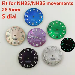 High Quality 28.5mm NH35dial watch dial S dial green luminous suitable for NH35 NH36 movement watch accessories repair tool