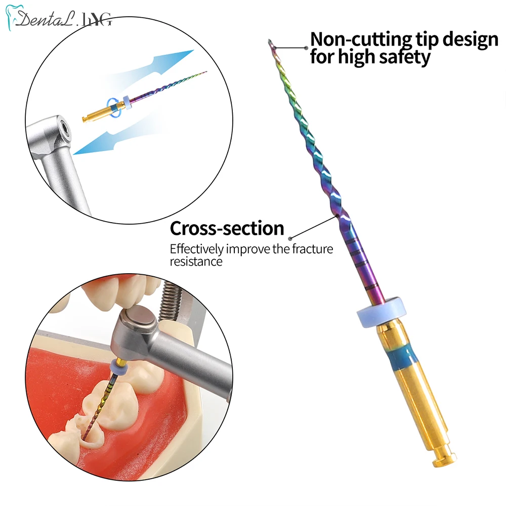 6 قطعة/صندوق قوس قزح سلسلة SX-F3 الذهب الملفات الحرارة المنشط NiTi قناة الجذر الملفات يمكن ثني العلاج اللبية ملف دوار