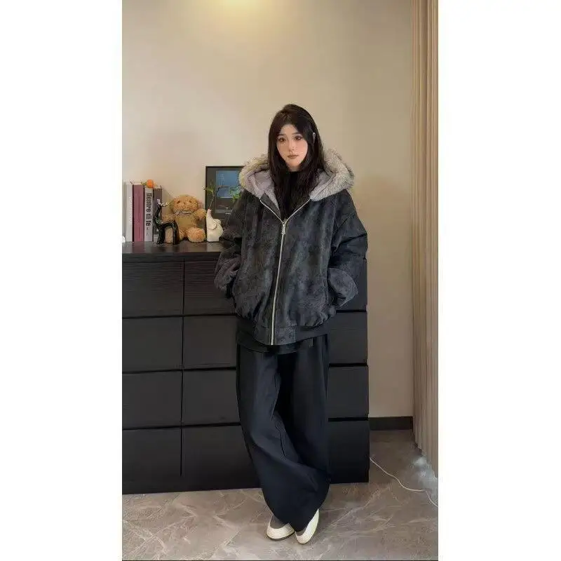 

Женская стеганая куртка, осенне-зимняя куртка с капюшоном и вышивкой, меховой воротник, хлопковое пальто, кардиган, куртка, верхняя одежда, топы в корейском стиле