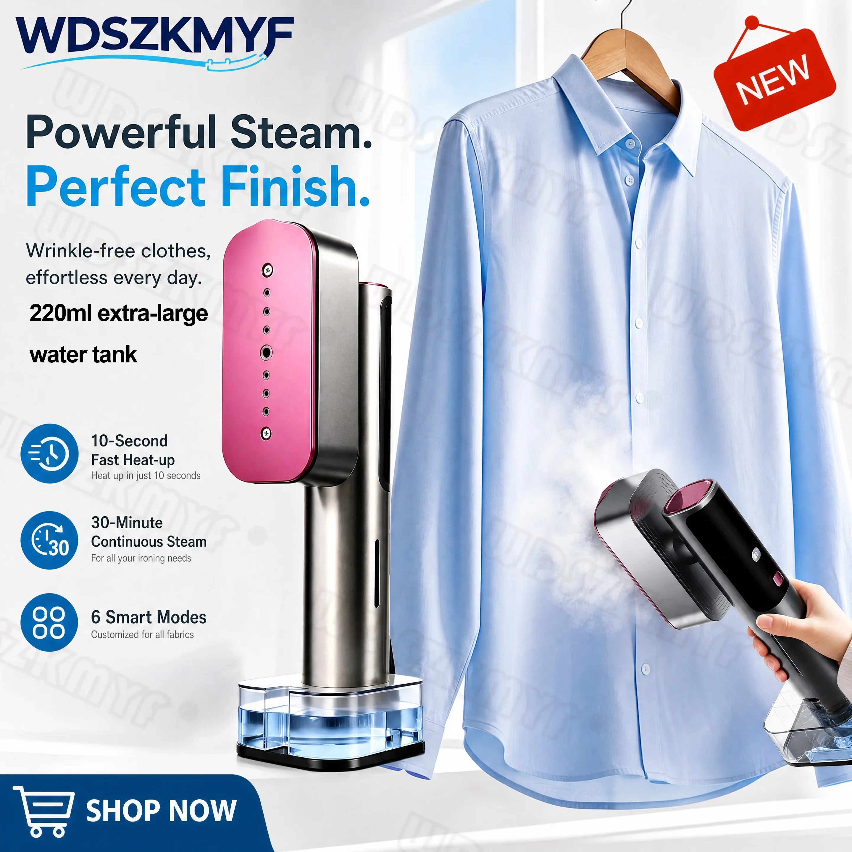 Garment Steamers 220ml Handheld Fabric Steamer 10 Seconds Fast-Heat 1800W Iron Steam Cleaner for Home Travelling Portable