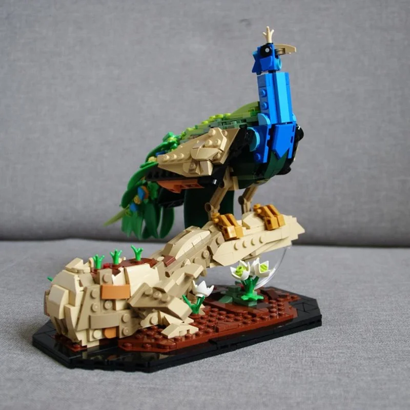 727PCS MOC Exotische Pauw Modulaire Bouwstenen DIY Kleurrijke Vogel Model Dier Educatief Speelgoed Creatieve Montage Gift