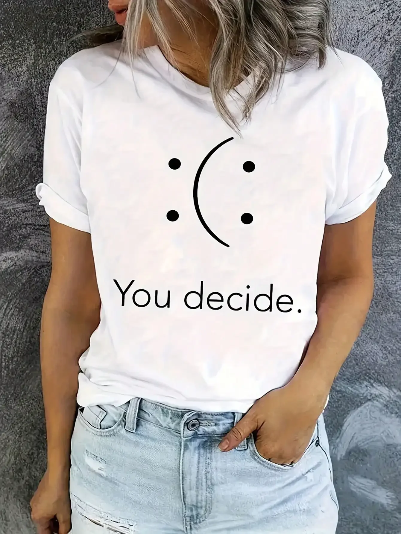 [Lässiges T-Shirt] Lässiges, kurzärmliges, bedrucktes Damen-T-Shirt mit Rundhalsausschnitt |   Frühlings- und Sommermode