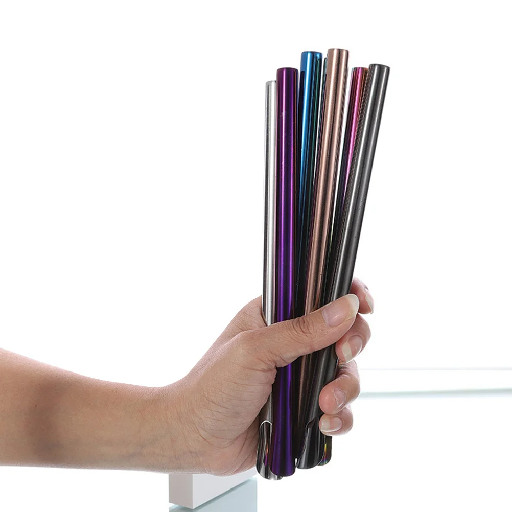 

7 Pcs Stainless Steel Straw Blue Straws Reusable Small Smoothie Milk Tea Metal Drinking Stirrer