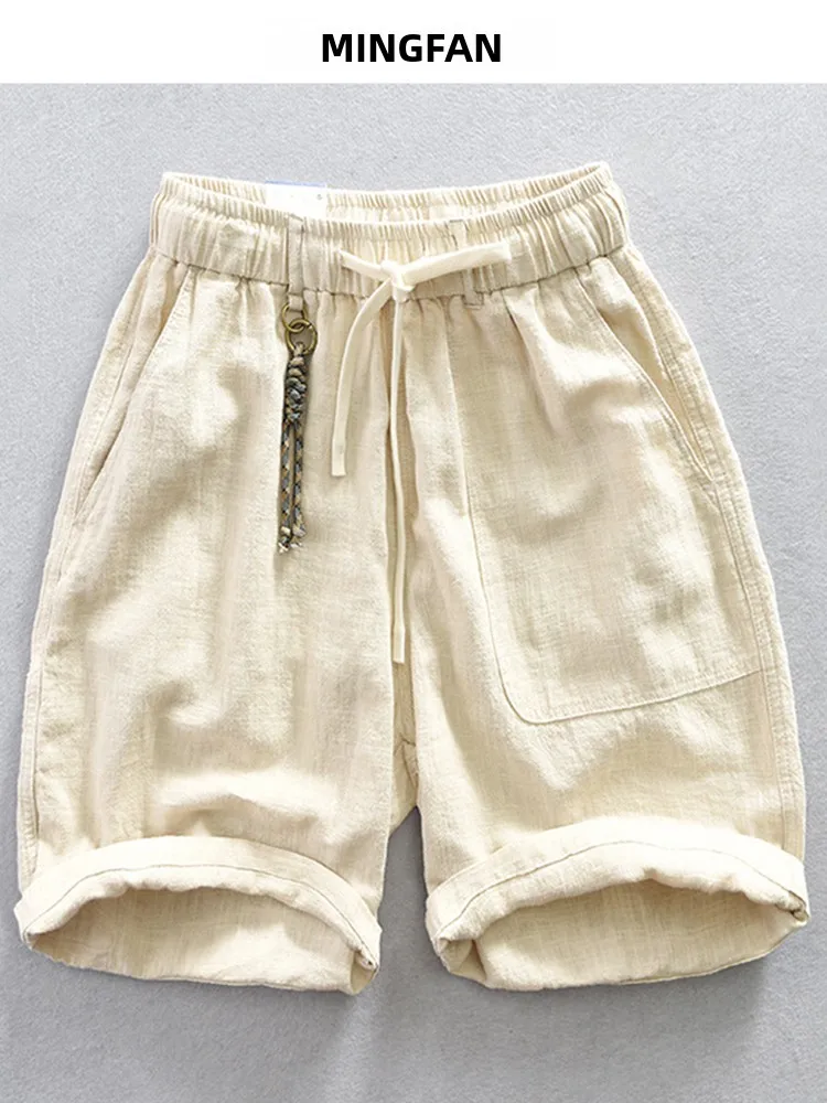 

Casual Cotton Linen Men's Summer 2025 Faion Spor Wide Leg orts Five-Quarter Pants Youthful Vitali Sle Daily Wear
