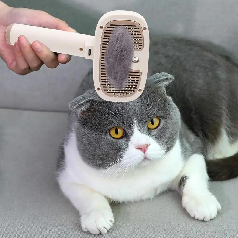 Cat Grooming Comb Steamer Pet Steam Massage Comb Ergonomic Handle Puppy Grooming Spray Comb For Avoiding Cats Flying Apart