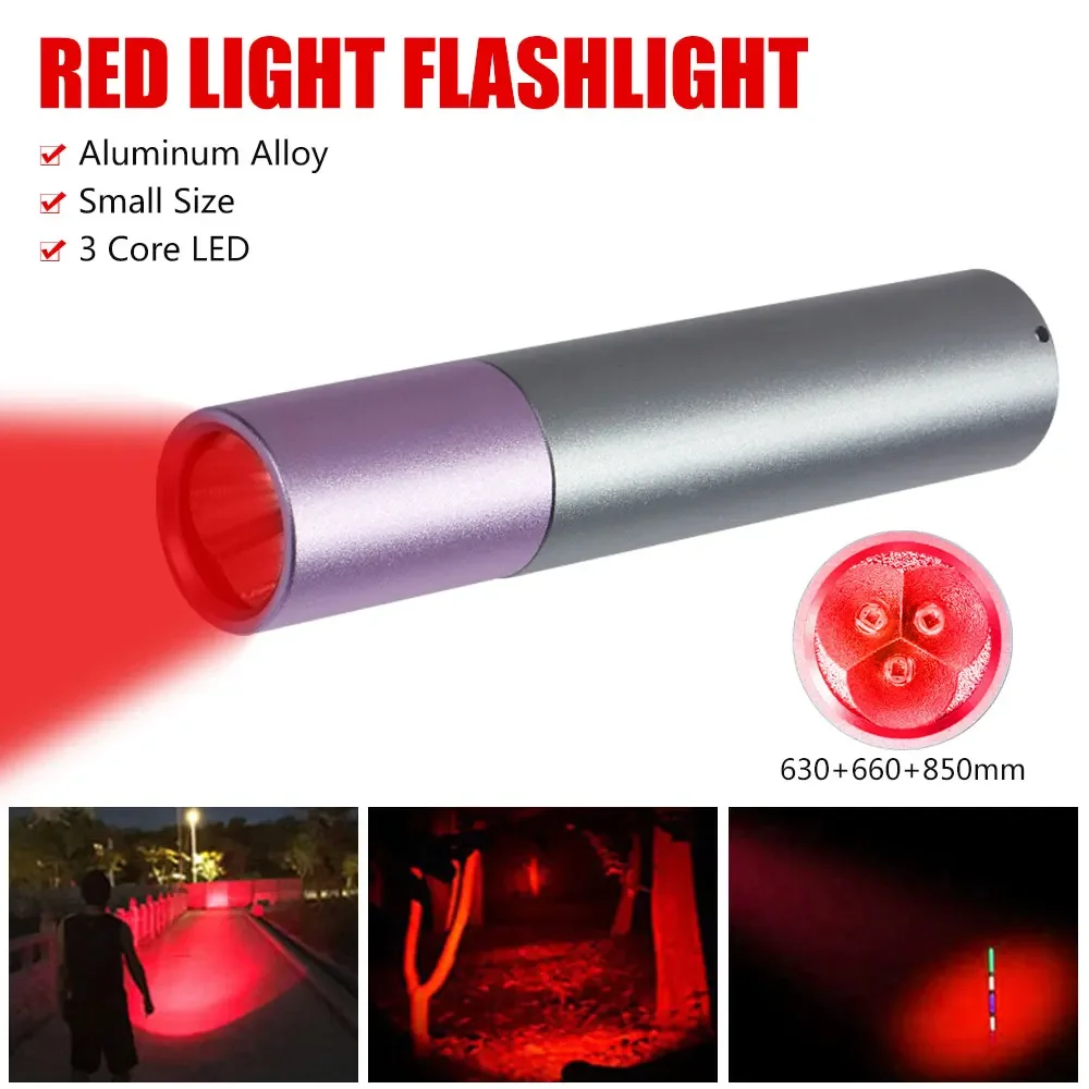 1pcs Hot selling red light flashlight 630 660 8503 infrared portable red light flashlight