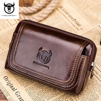 BULLCAPTAIN Genuine Leather Male Waist Pack Phone Pouch Bags Waist Bag Men's Small  Shoulder Belt Bag pack