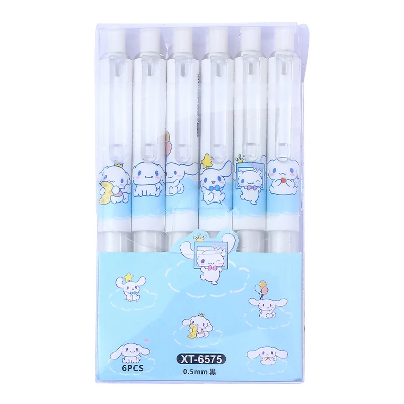 Imprensa Neutro Dos Desenhos Animados Caneta Esferográfica, Moda Bonito, Quick Dry, Kawaii, Artigos de papelaria, Material de Escritório Escolar, Presentes, 6Pcs