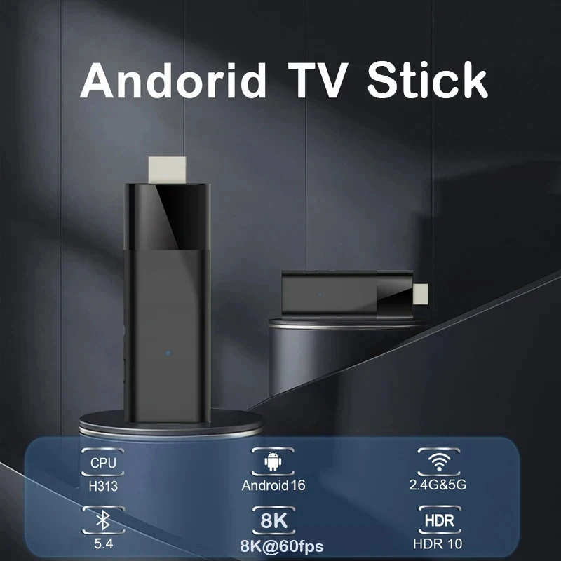 4K Android 16 TV Stick Smart TV Dongle WiFi HDMI Streaming Media Player with Voice Remote Support Netflix YouTube Google Play