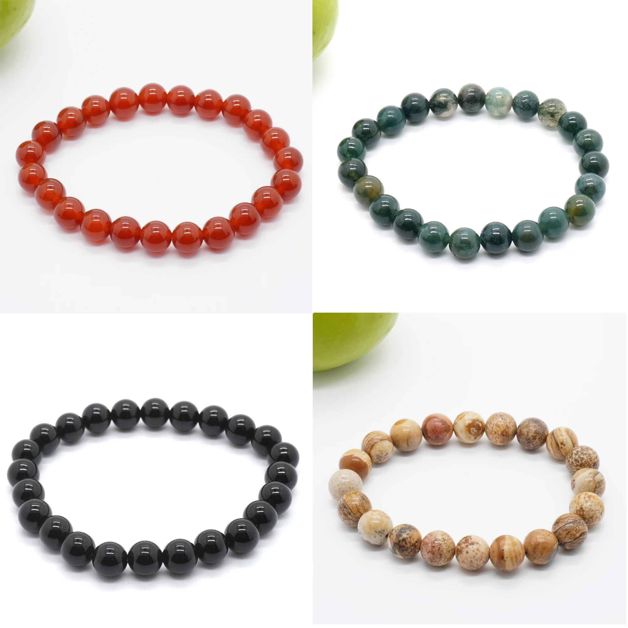 

Wholesale Stone Beads Bracelets For Men Women Bracelet Gifts Carnelian Bracelet Onyx Bracelet Agate Bracelets 8mm 7.5''