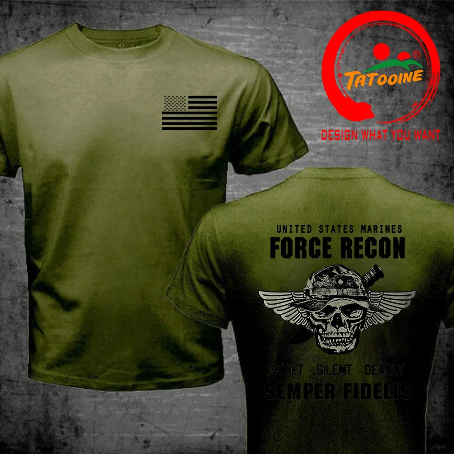 USMC T-shirt US Marines Semper Fidelis Devil Dog Military Force Recon T Shirt Men Cotton Tees Tops Streetwear Harajuku Tee Shirt