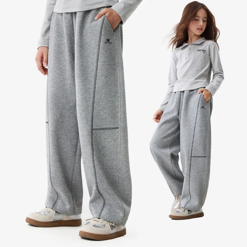 UNITIM 2026 Herbst 4-16 Jahre Mädchen Sporthose Lose Kinder Mädchen Gerade Hose Elastischer Bund Junge Teenager Mädchen Jogginghose – Detail 5
