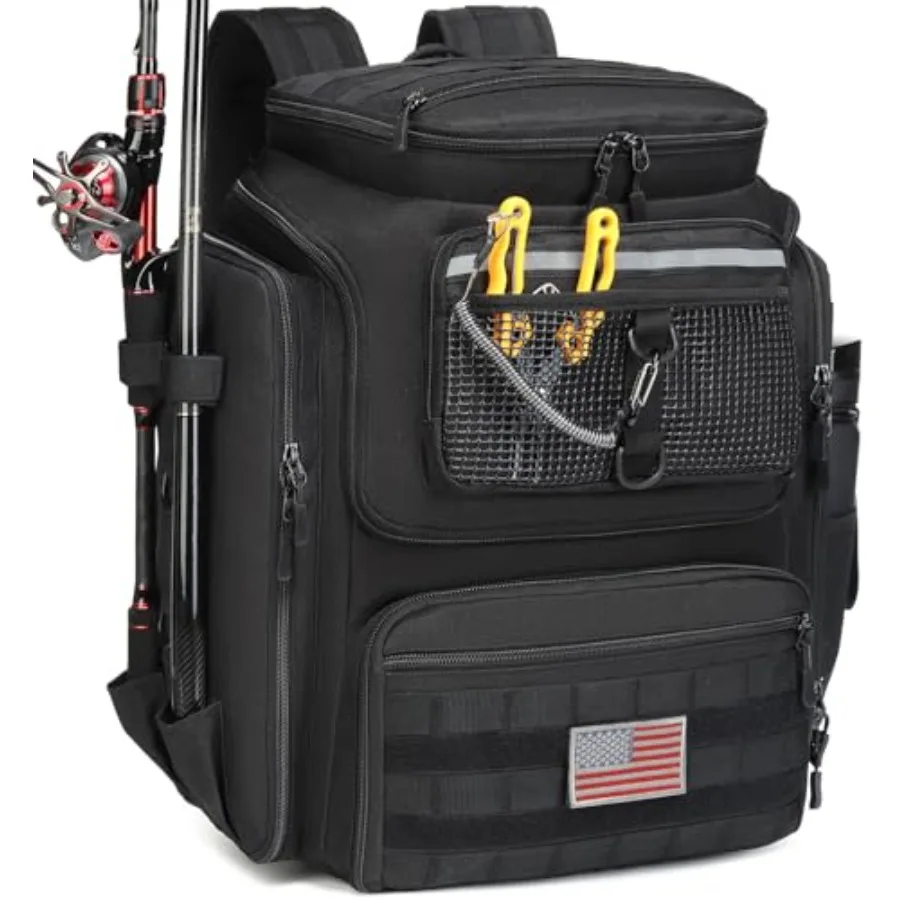 

Fishing Backpack 45L with Rod Holders, Waterproof Tackle Storage Backpack for Fishermen, Large Capacity Outdoor Fishing Gear Ba