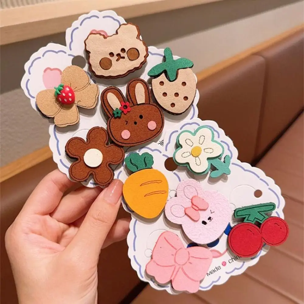 5Pcs/Set Cute Cartoon Hair Clip Not Hurt Hair Reusable Headwear Children Broken Hairpin Gifts