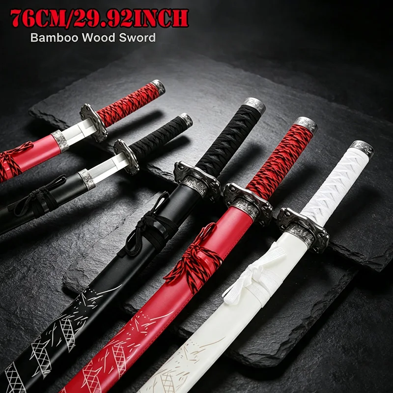 Multi‑Color Anime Cosplay Props Set 76CM Wood Replica Model With Scabbard Halloween Party Costume Decor Collectible Display