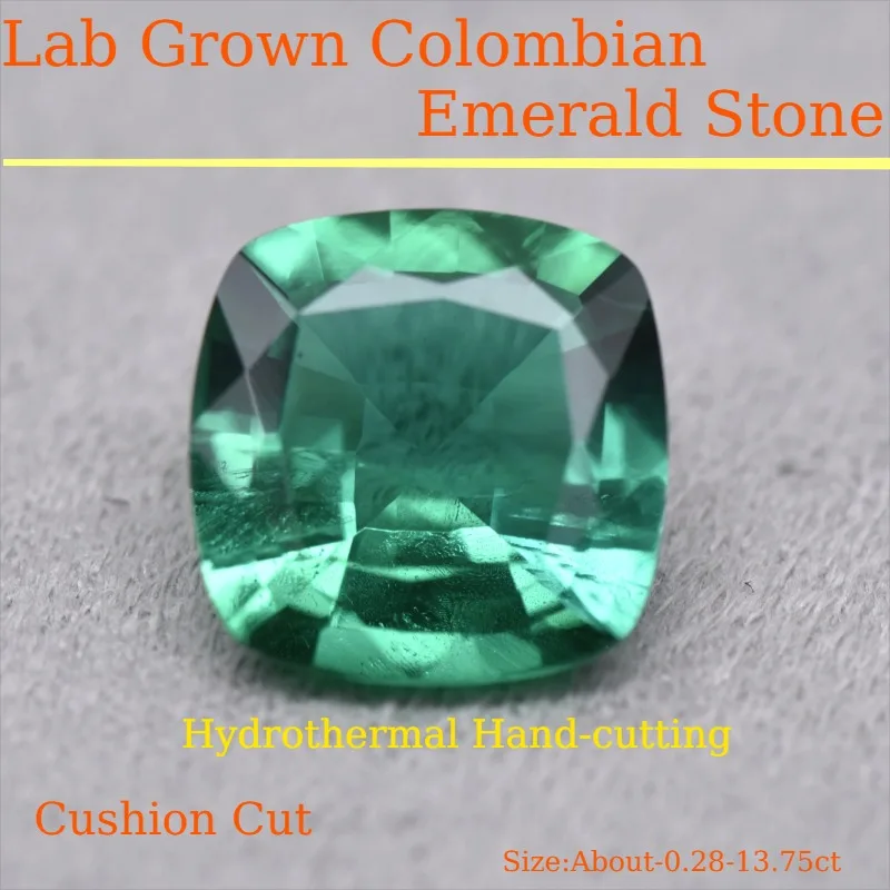 

Lab Grown Colombian Emerald Stone Hydrothermal Hand-cutting Square Cushion Cut Synthetic Emerald Stone- with Certificate