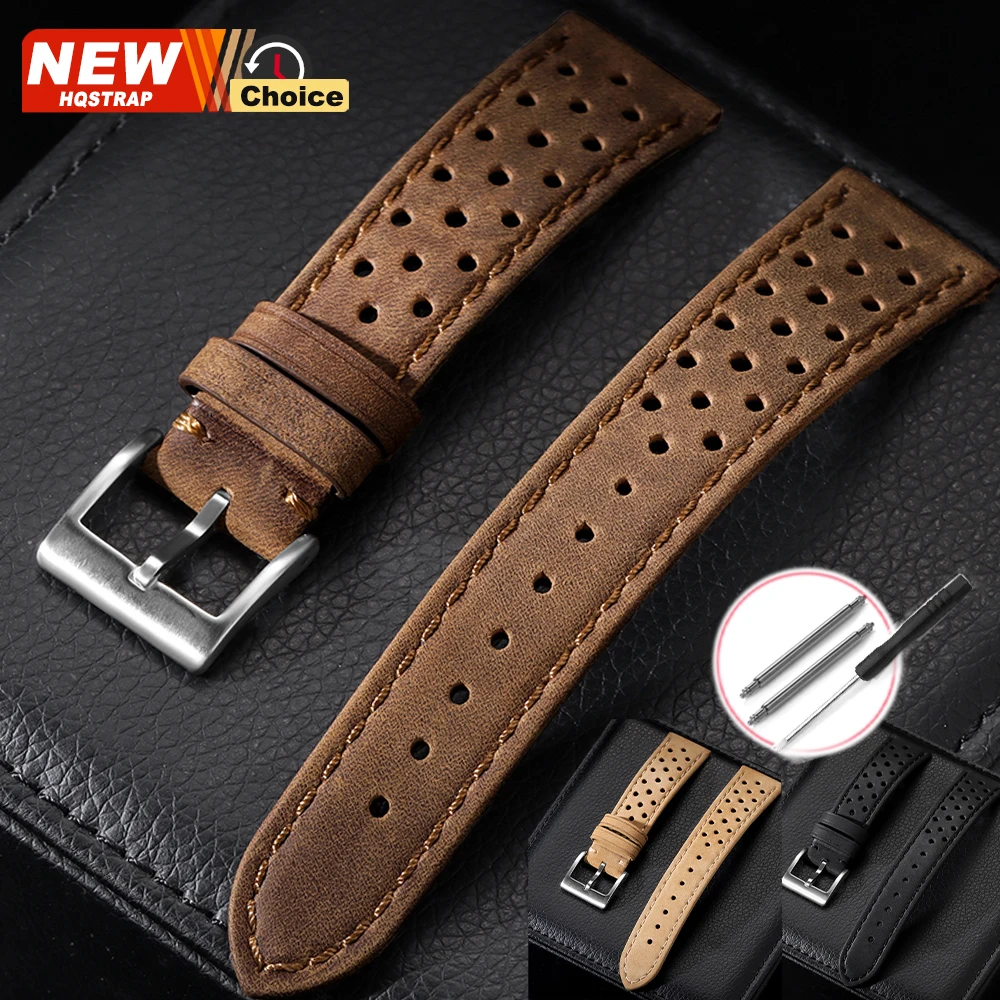 Correa de reloj de piel de vaca auténtica mate, correa de reloj Vintage de 22mm, 20mm y 18mm para hombres y mujeres, pulsera Seiko para Rolex
