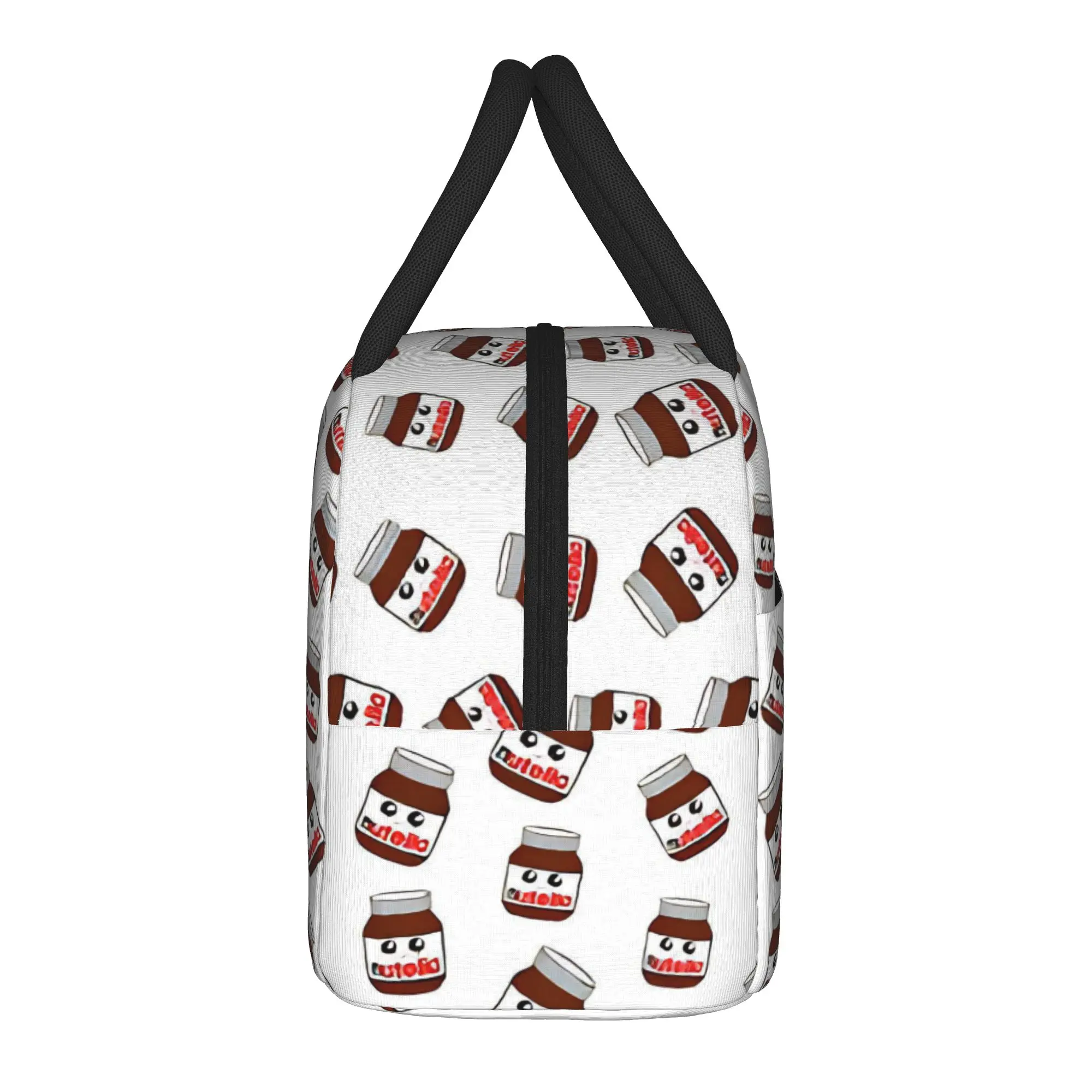 Custom Cartoon Nutella Lunch Bag Casual Lunch Box School Portable Insulated Thermal Tote Handbags For Unisex Oxford Cooler Bag