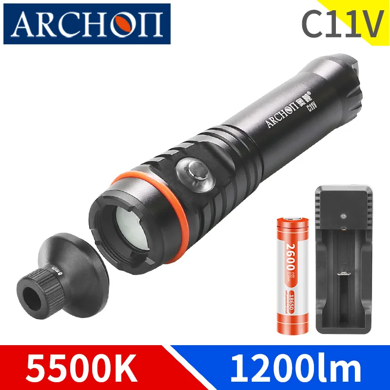 C11V 12000lm diving light Beam tube macro photography diving flashlight USB charging dive troch Underwater 100m diving fill lamp