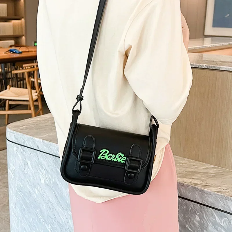 Barbie Women\'s Shoulder Bag Fashion Retro Temperament Crossbody Bag Portable Cell Phone Lipstick Storage Simple Small Square Bag