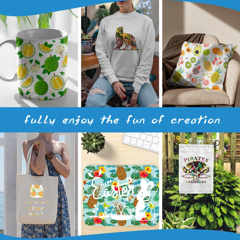 WOWOCUT Rainbow Infusible Paper 12"X12" Summer Style Sublimation Heat Transfer Vinyl Sheet Iron on T-Shirt Sublimation Paper