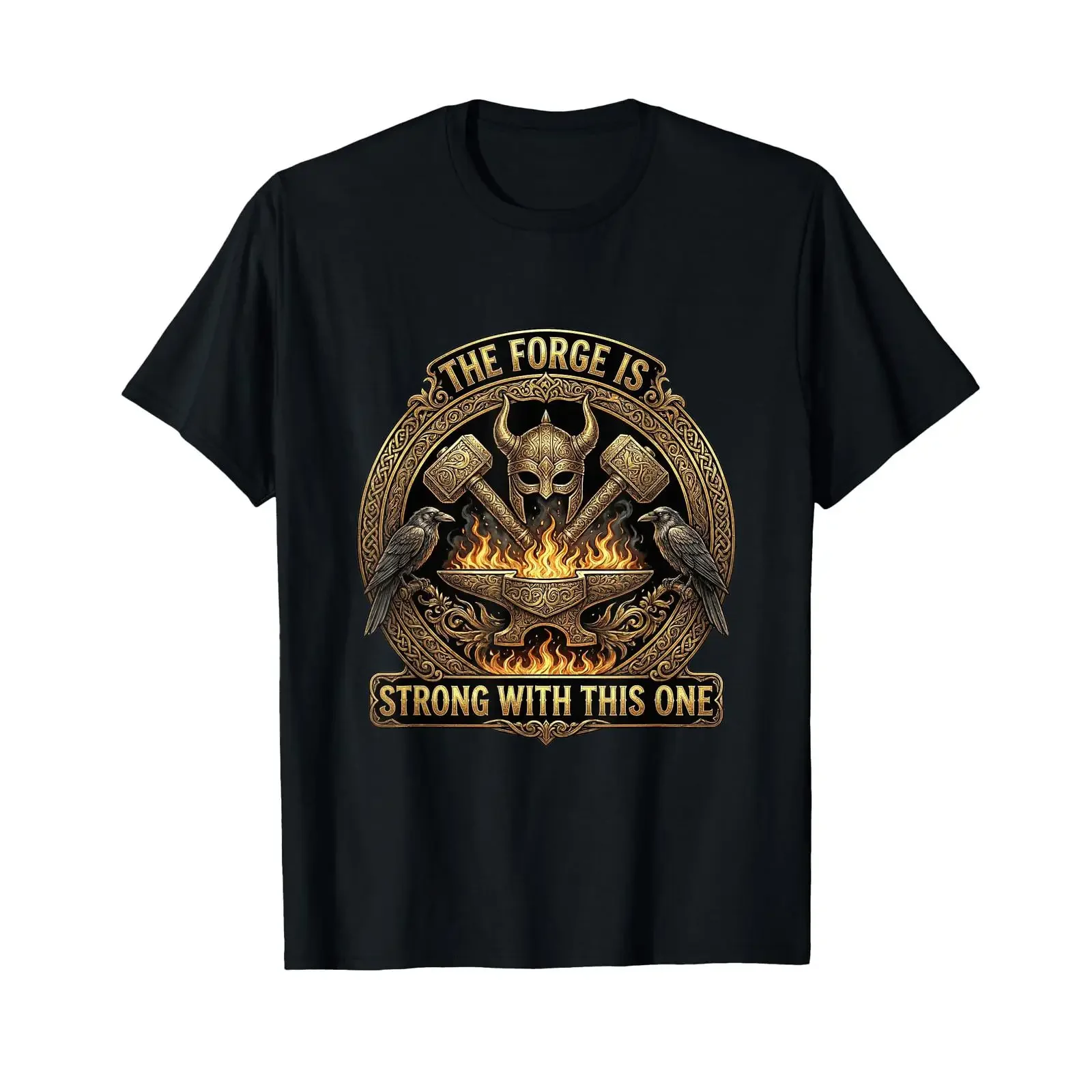 The Forge is Strong with This One Viking Blacksmith Anvil T Shirt vintage Washed streetwear Soft homme Breathable Versatile