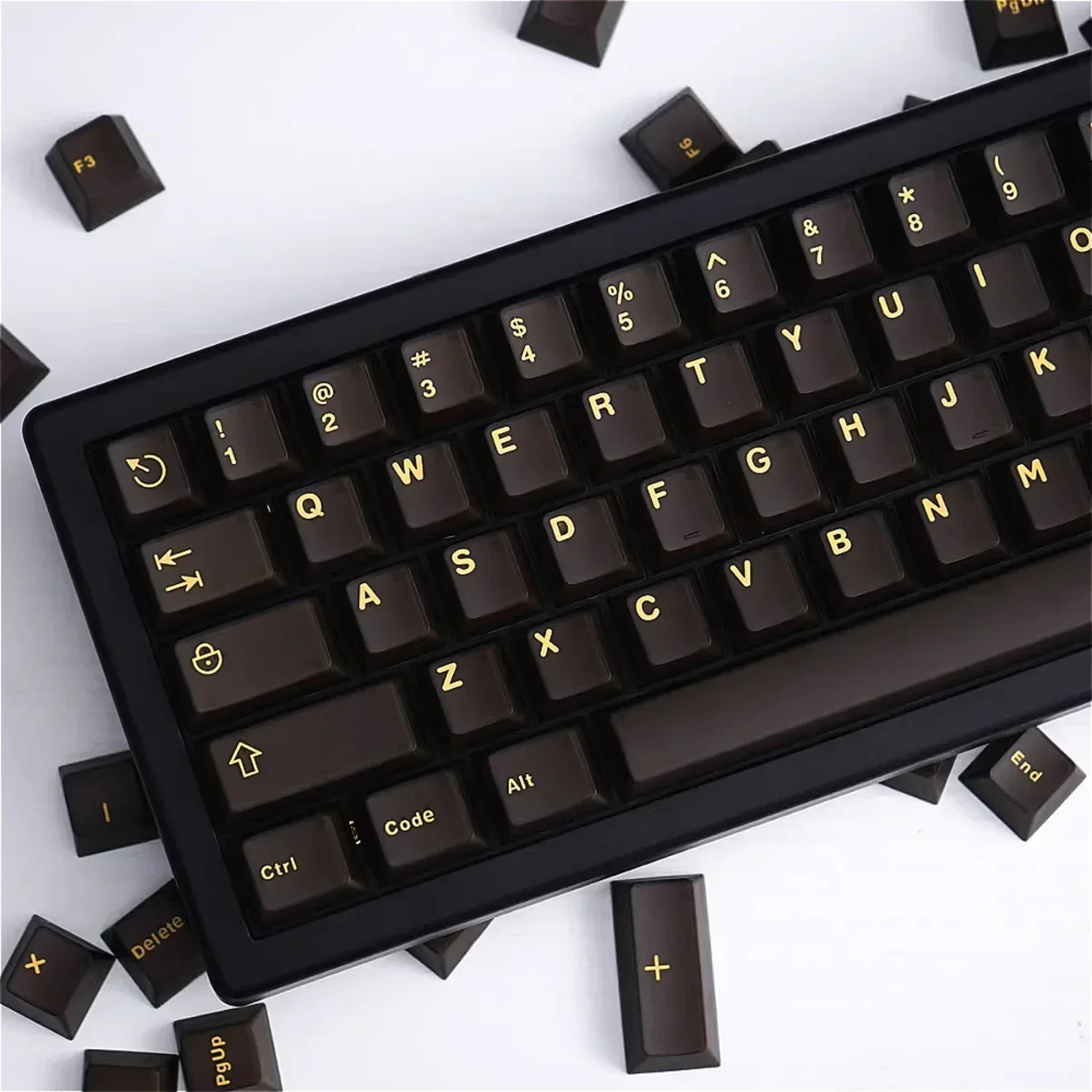 

Semi-transparent Black Gold/black Cyan Cherry Keycaps 120 Keys 2-color Molding Suitable for MX Switch Mechanical Keyboards