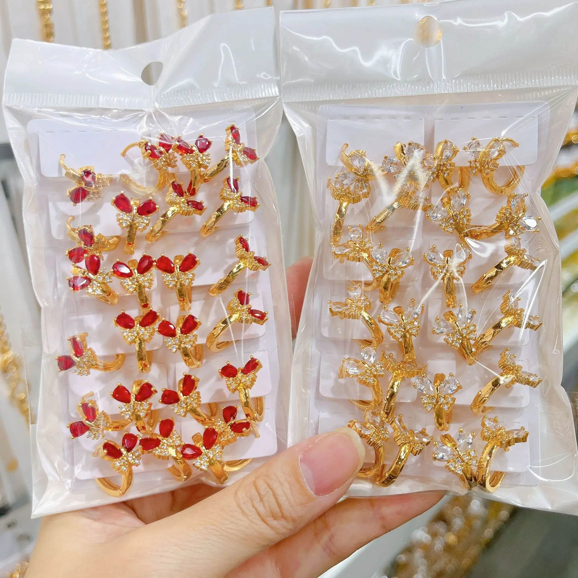 12 Pairs Gold Plated Butterfly Ear Clasp Hoop Earrings Set with Zircon Fashion Jewelry Accessories for Women Birthday Gift