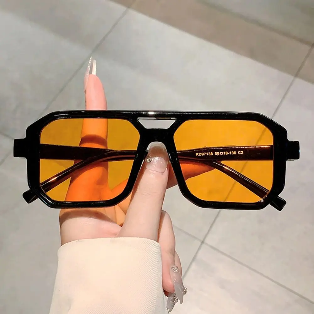 Vintage Oversized Sunglasses Women Retro Brand Big Frame Sun Glasses Female Black Yellow Ins Style Square Eyewear Oculos De Sol