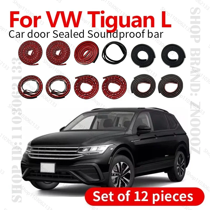 Car Door Seal Strip Rubber Double Layer Sealing Protector Soundproof Strip Dustproof Seal Strip 12PCS Set For VW Tiguan L 5N/AX