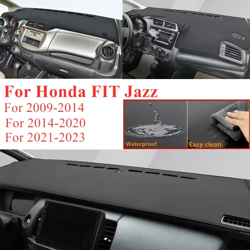 PU Leather LHD Dashboard Cover Dash Pretector Anti-Slip Mat Trim Dashmat Carpet For Honda FIT Jazz 2009-2023