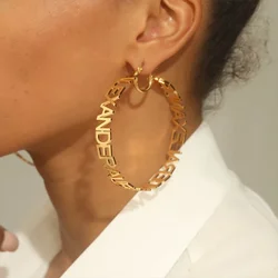 Custom Name Letter Big Hoops Earrings Stainless Steel Designer Earrings Christmas Luxury Gold Earrings A Pair Pack Jewelry Gift