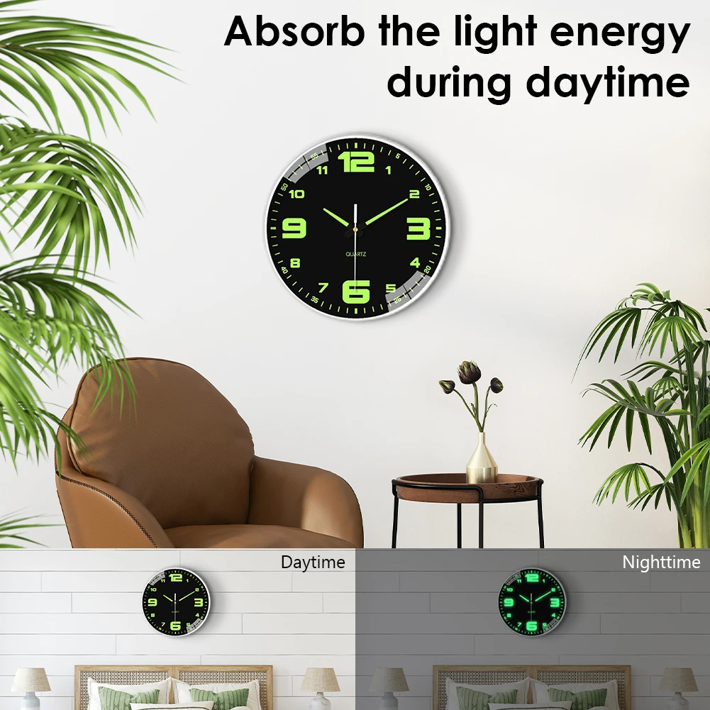 

Night Light Wall Clock Battery Operated Glow in The Dark Clocks Silent Light Up Wall Clocks for Living Room Bedroom Decor